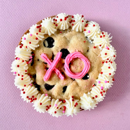 Valentine XO Chocolate Chip Cookie Cake