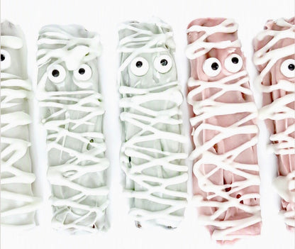 Chocolate-Covered Pretzel Mummies
